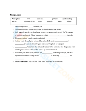 Free Printable Worksheets on Nitrogen Cycle Worksheets
