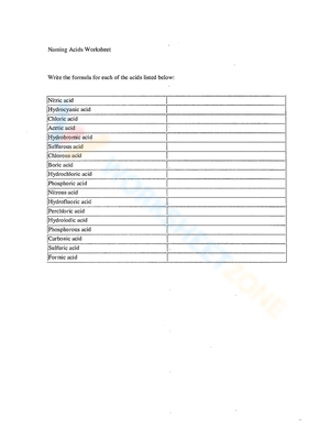 naming acids worksheet key