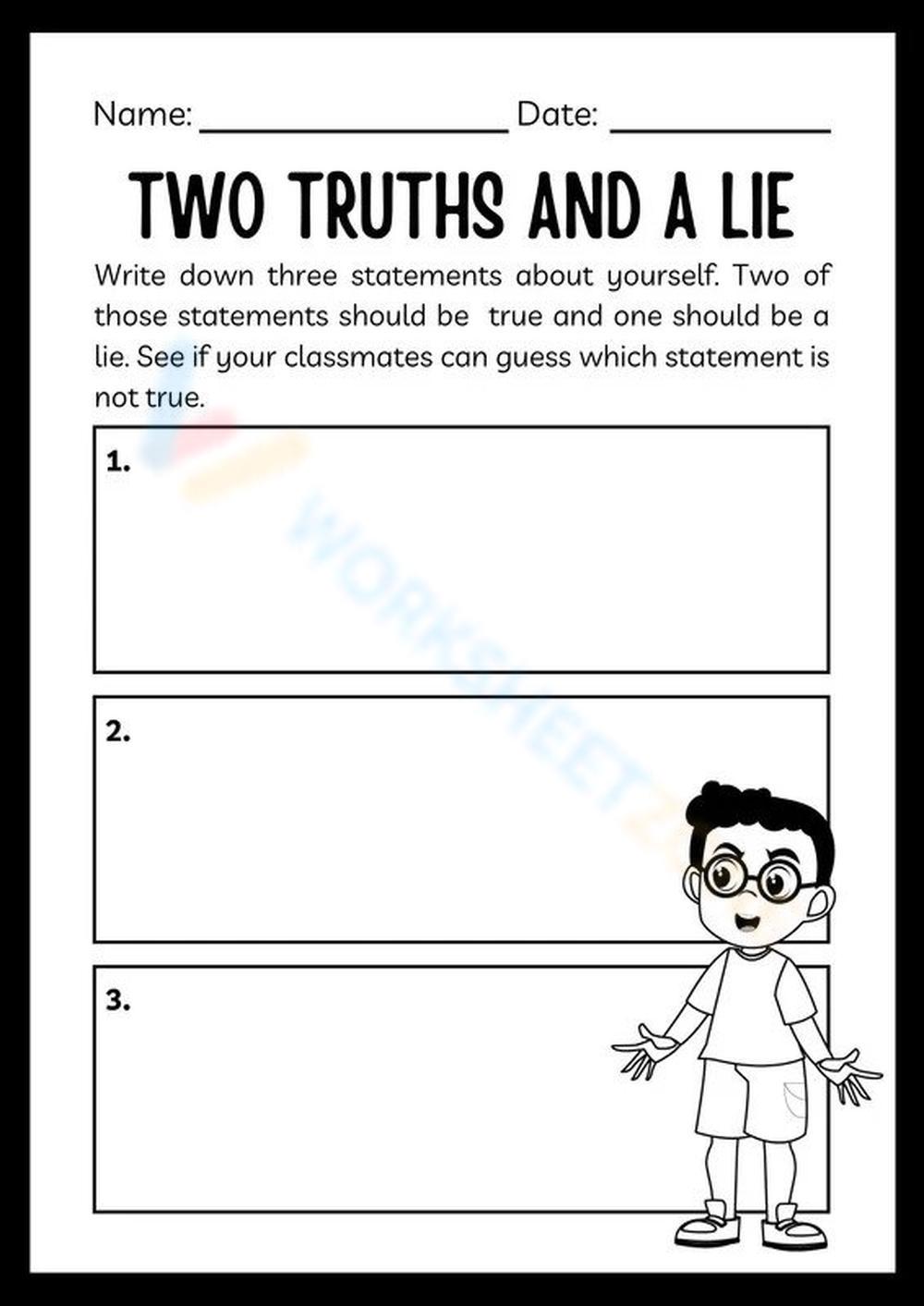 Free Printable Two Truths And A Lie Worksheets 8266