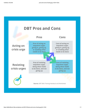 DBT pros and cons worksheet