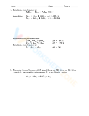 Free Printable Hess s Law Worksheets for Students