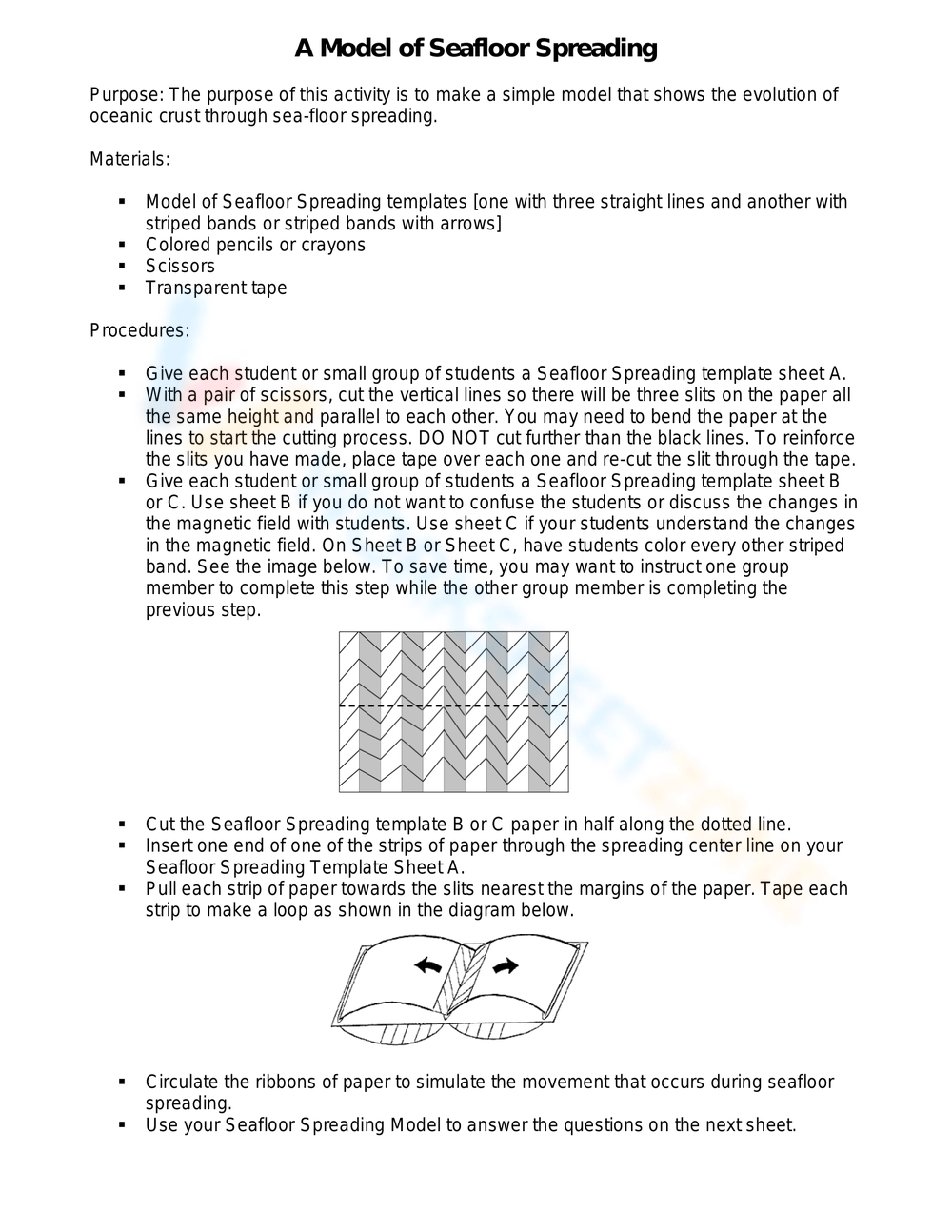 sea floor spreading worksheet