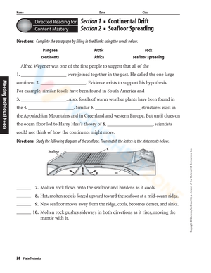 sea floor spreading worksheet