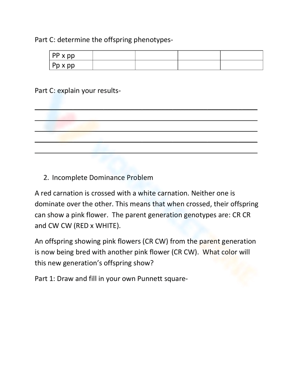 Free Printable Genetics Vocabulary Worksheets for Teaching