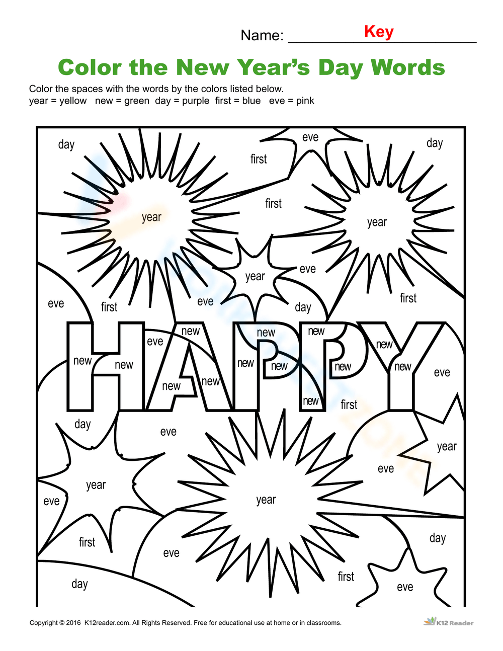 color-the-new-year-s-day-words-worksheet