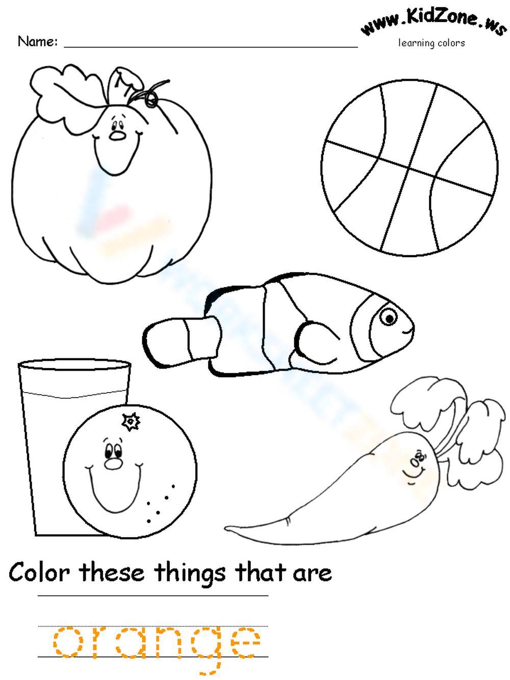 color orange coloring page