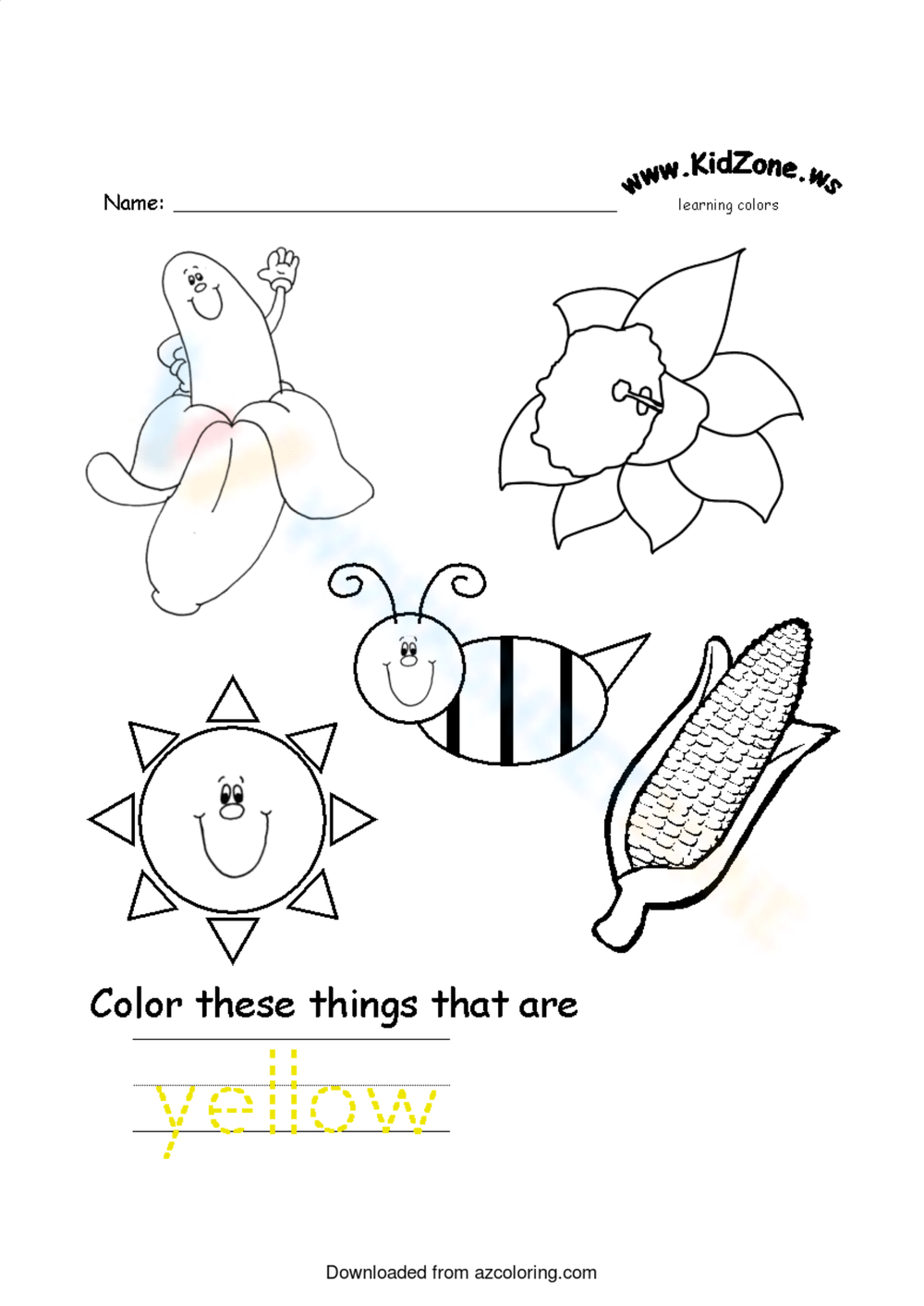 things that are yellow coloring pages