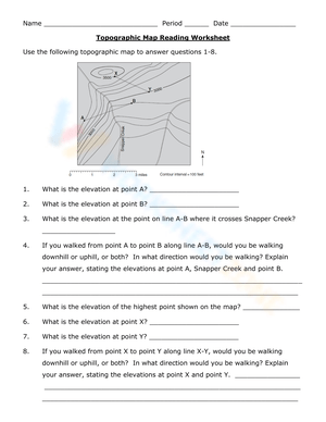 Free Printable Topographic Map Worksheets for Students