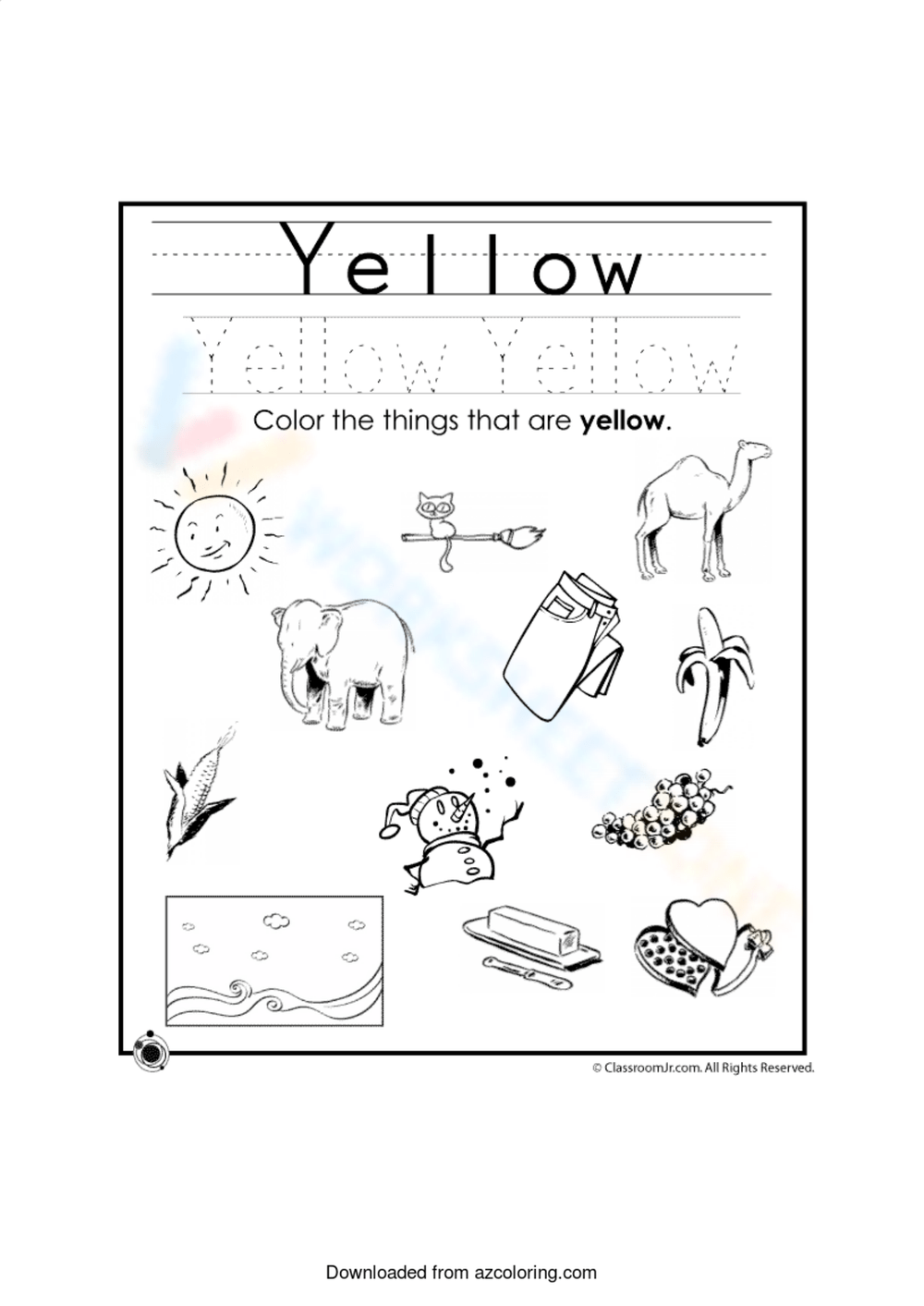 Color Worksheet - Yellow