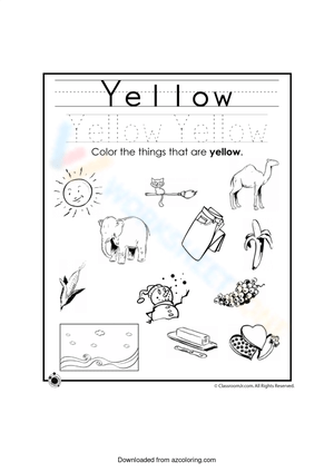 Color worksheet - yellow