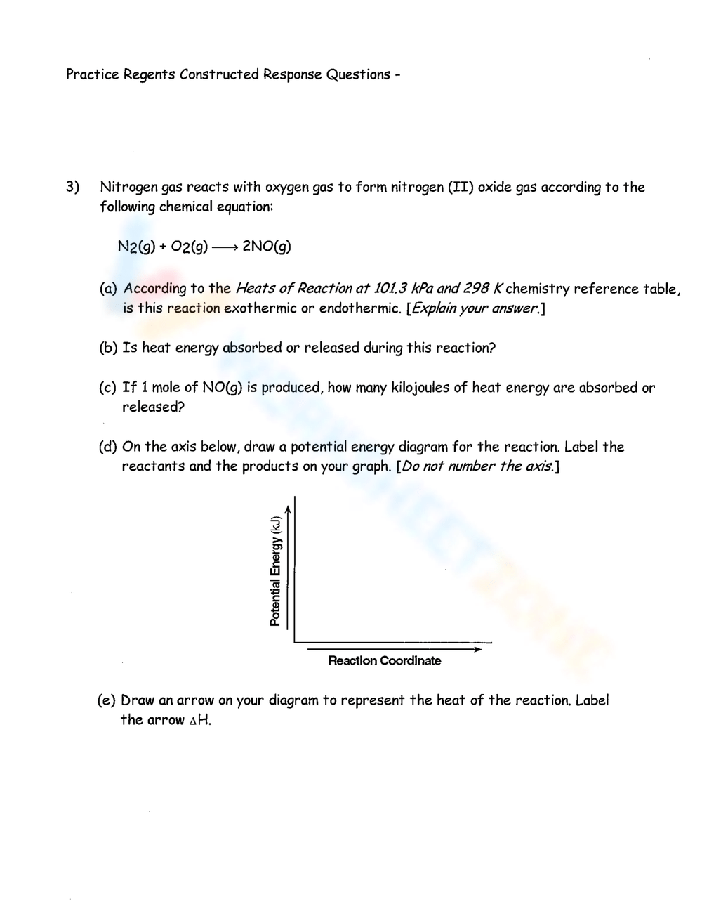 Potential Energy Diagram worksheets