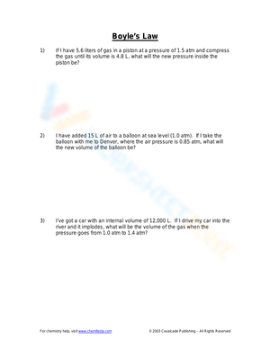 Boyles Law worksheets