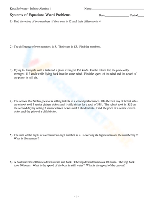 solving systems of equations word problems worksheet with answers Systems of Equations Word Problems