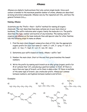 Naming Alkanes worksheets Naming Alkanes worksheets