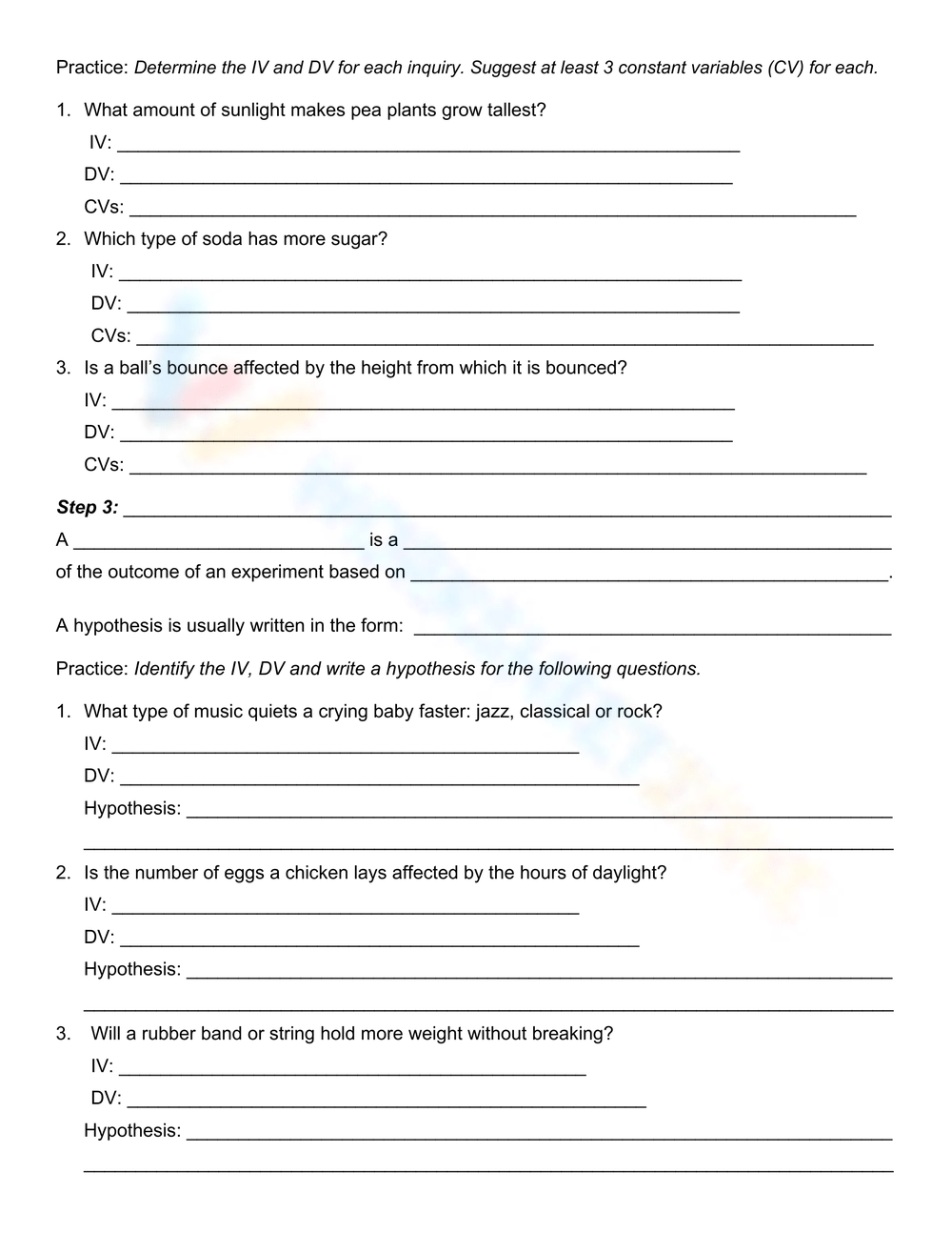 Free Printable Scientific Method Worksheets for Students