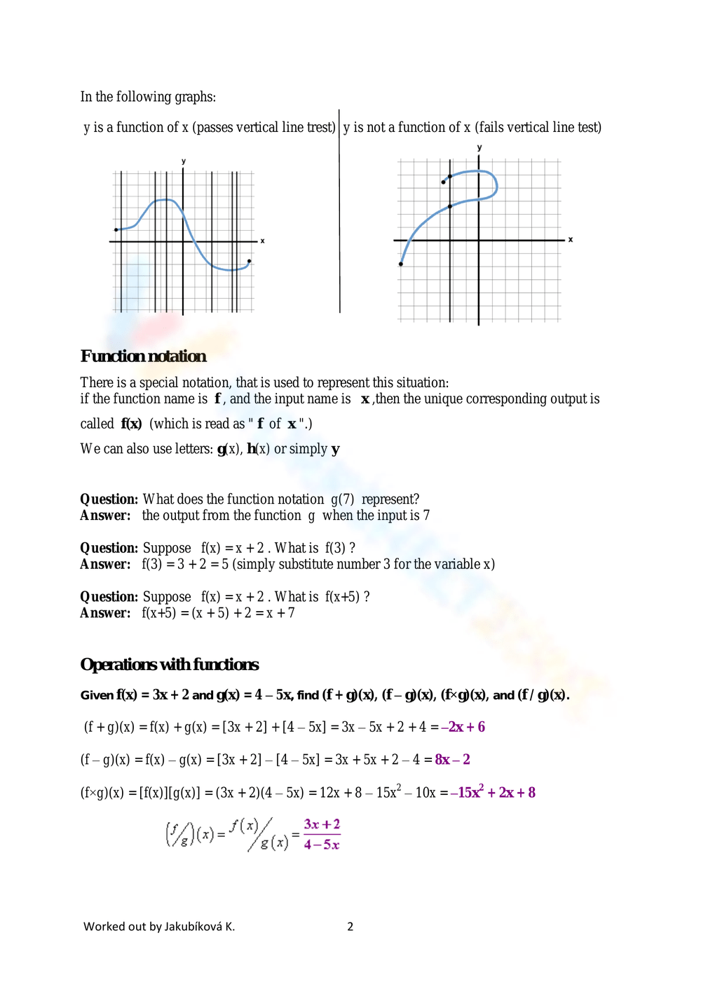 Math Worksheet 1 Function Versus Relation Answer Key
