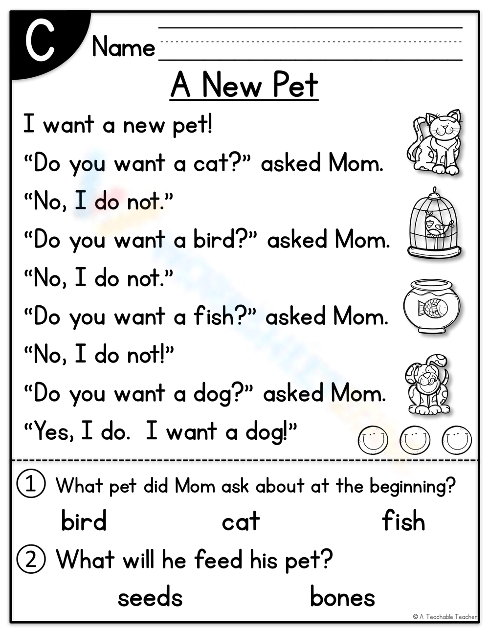 A New Pet Worksheet