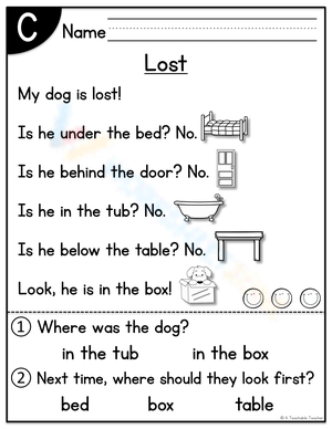 Free level C reading comprehension worksheets for kids