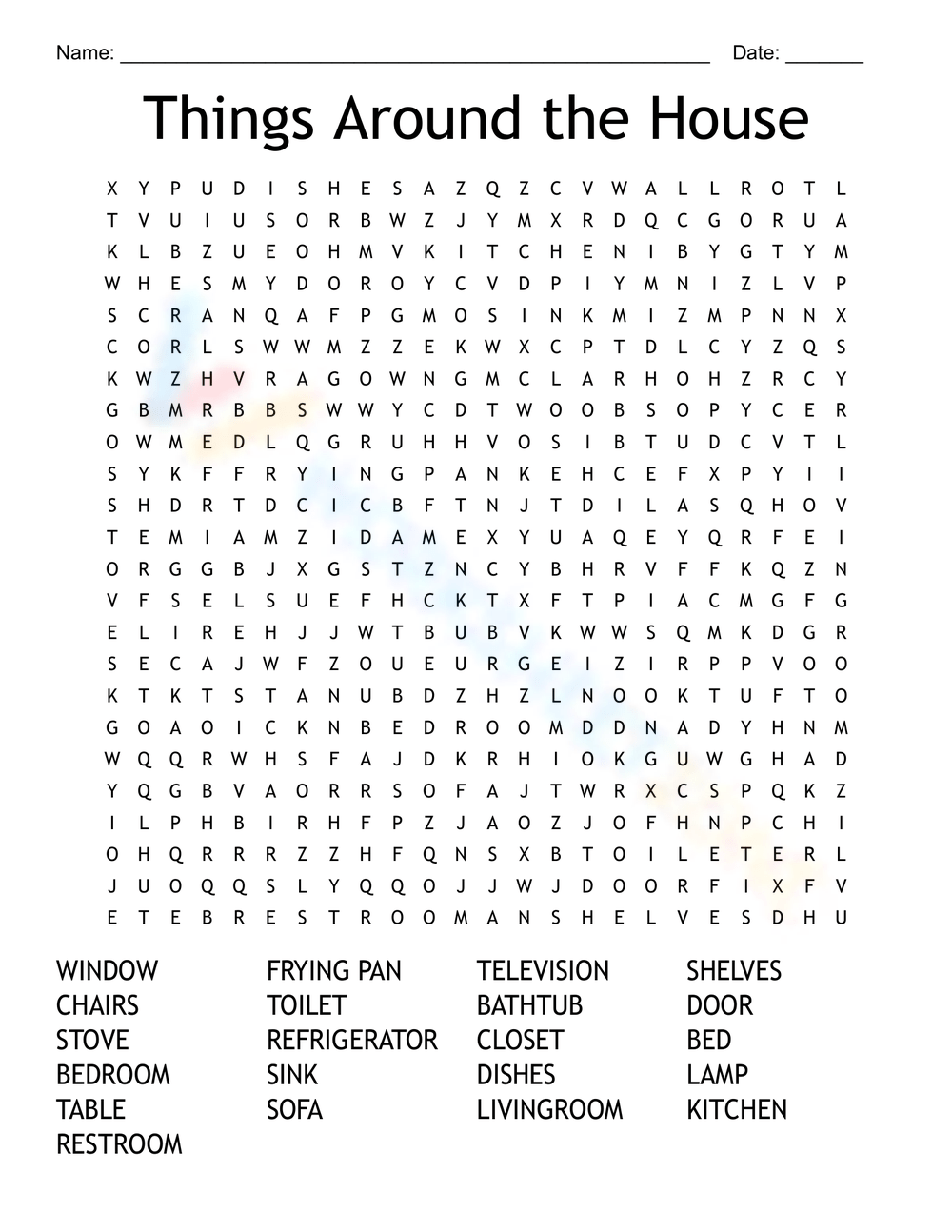 Home Appliances Word Search