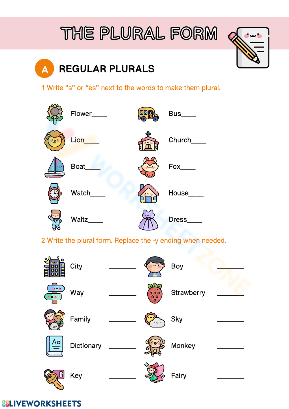 THE PLURAL FORM Worksheet