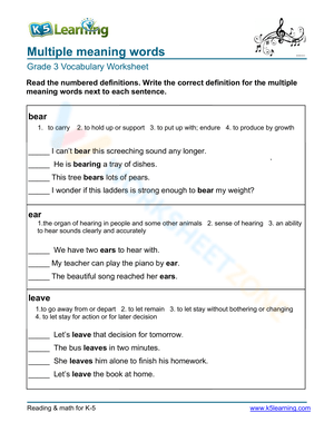 Multiple meaning words worksheets