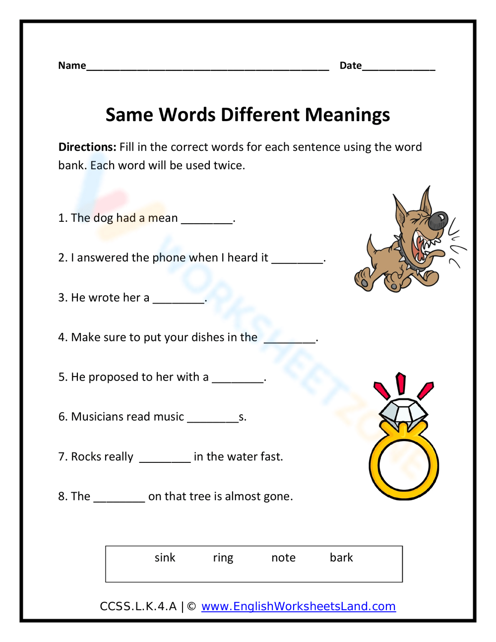 Practice Double Meanings Worksheet - Learning Worksheet With Check