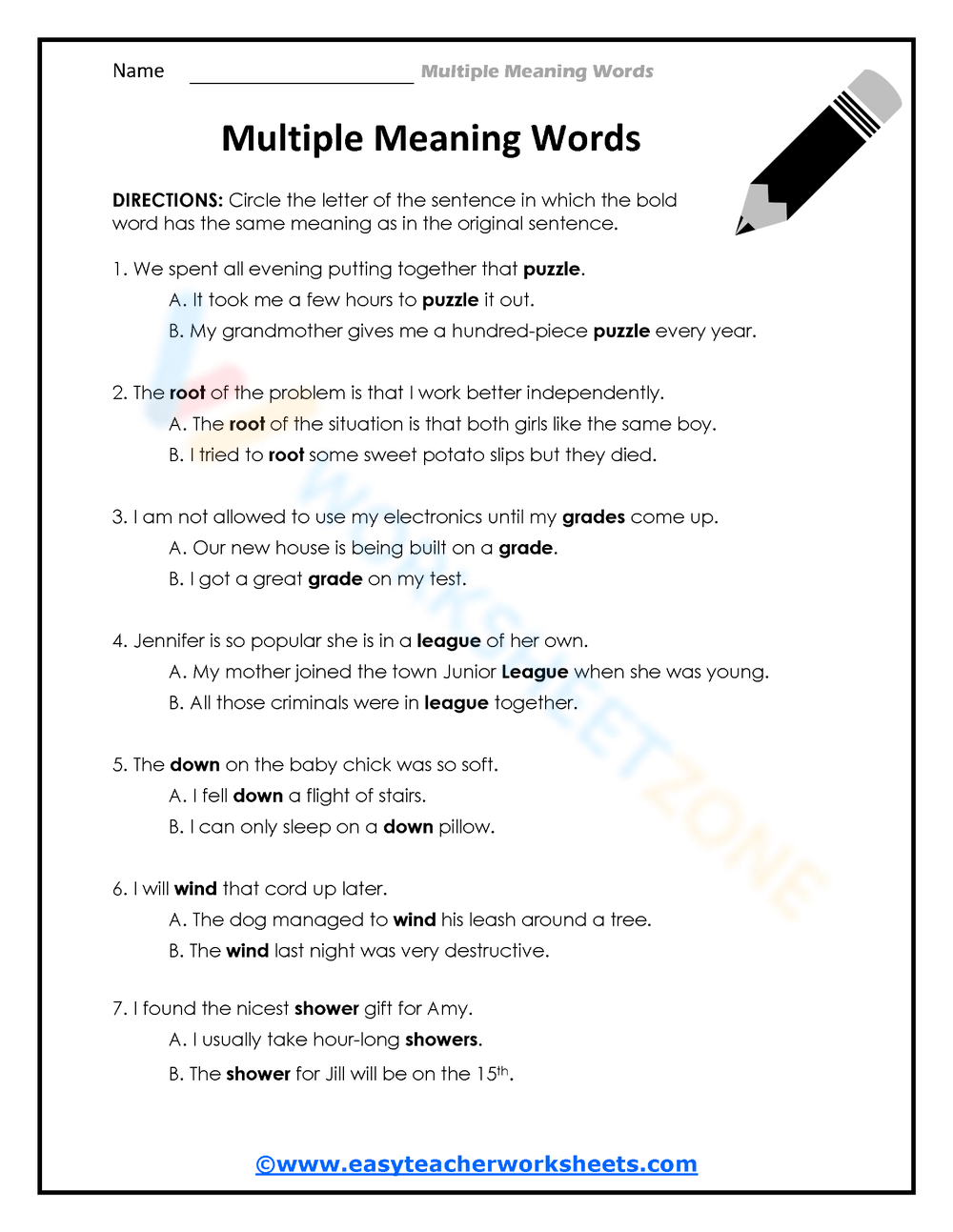 Practice Double Meanings Worksheet - Learning Worksheet With Check