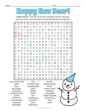 Word search: Happy new Year