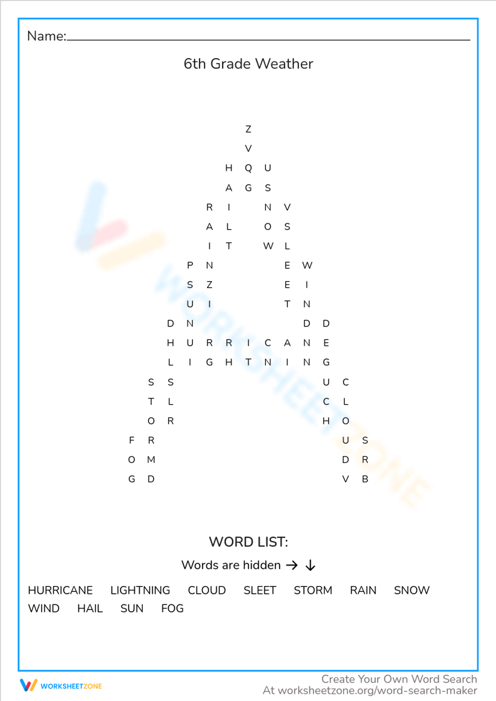 6th Grade Weather Worksheet