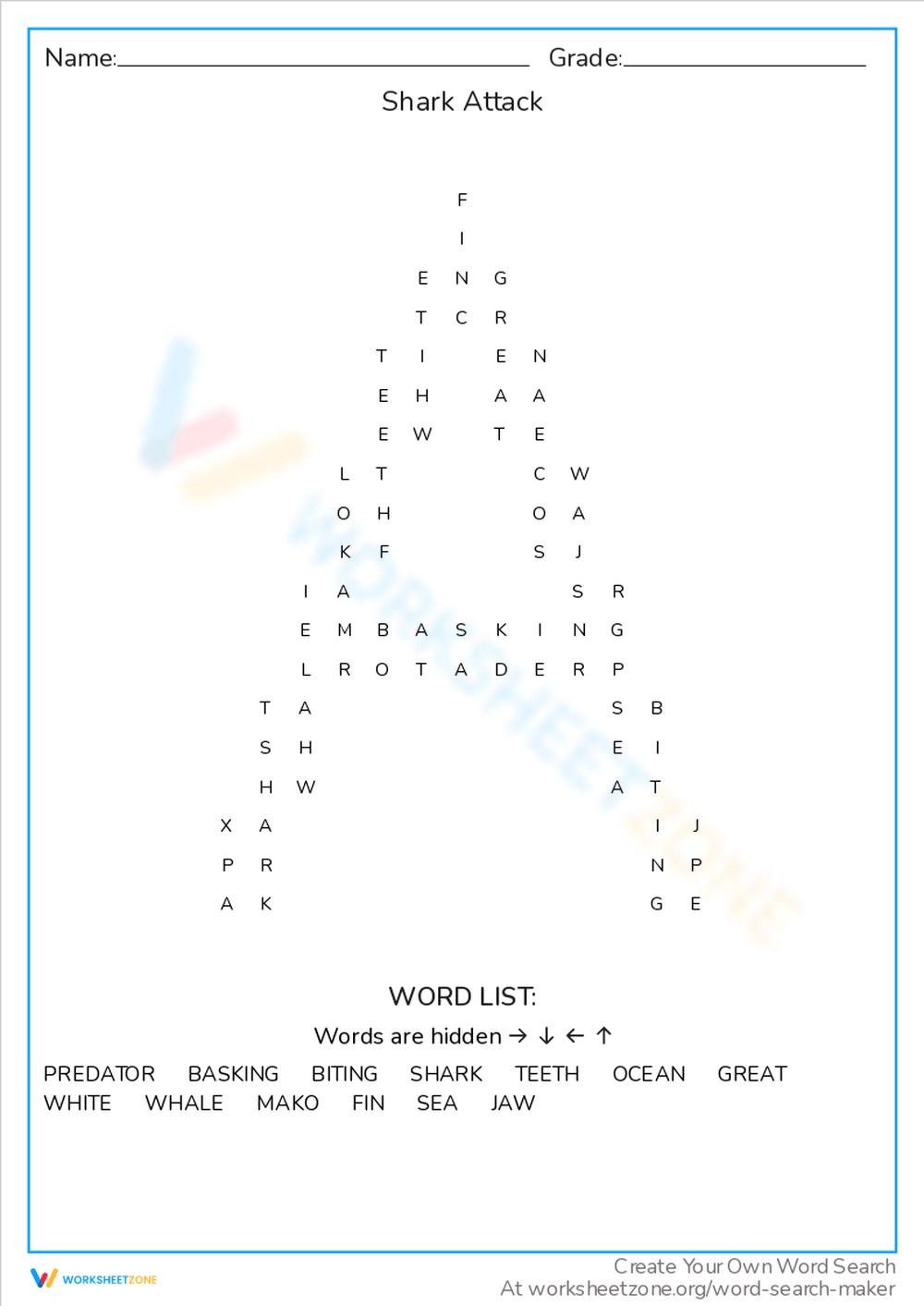 Printable & Online Shark Word Search Collection For All Ages