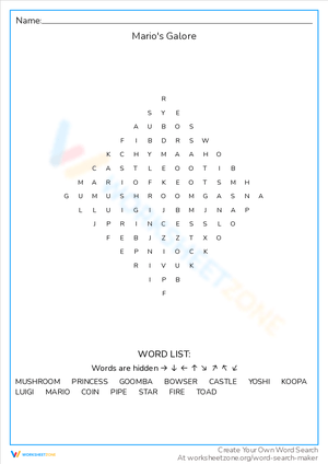 Super Mario Printable Word Searches  Mario bros party, Super mario bros  party, Super mario