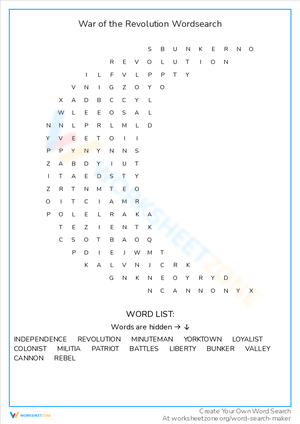 Texas Revolution Word Search Puzzle Activity Page with Coloring