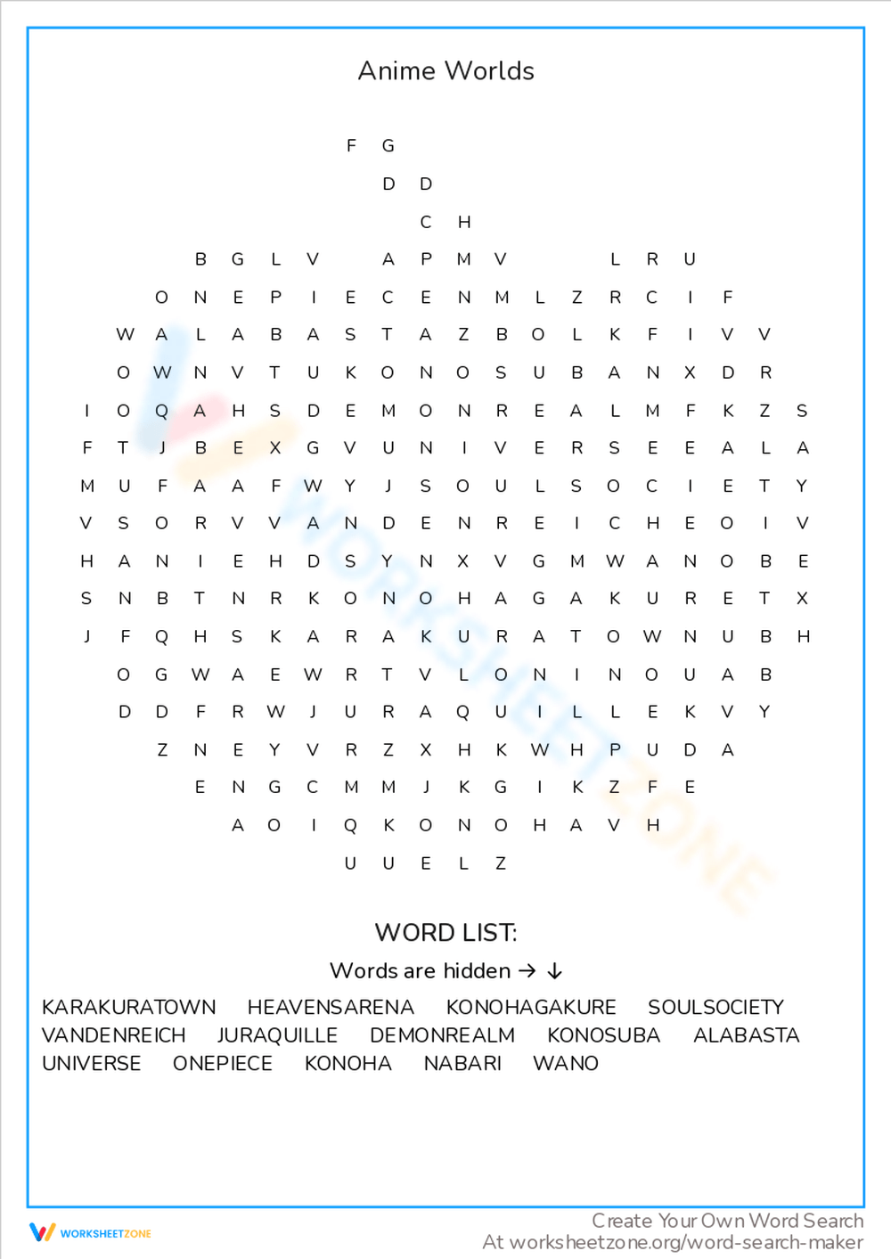Japan Printable Word Search Puzzle | Word Search Addict