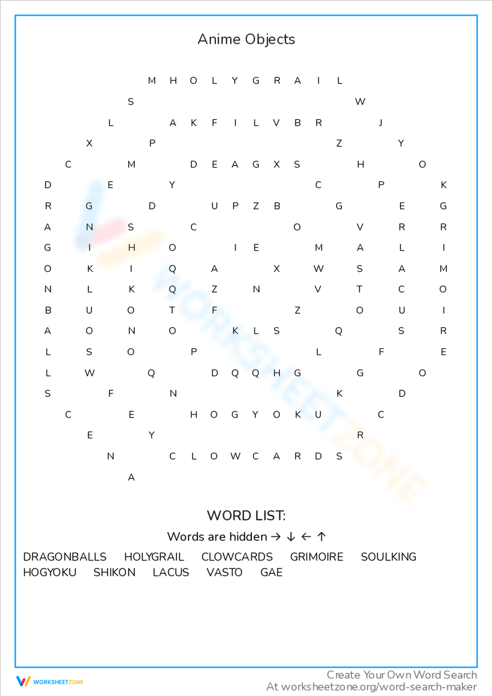 Anime for Teens Word Search - Hard - Logic Lovely