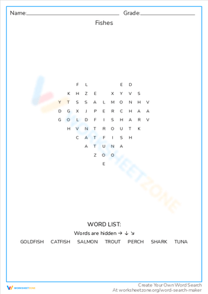Printable & Online Fish Word Search Collection For All Ages