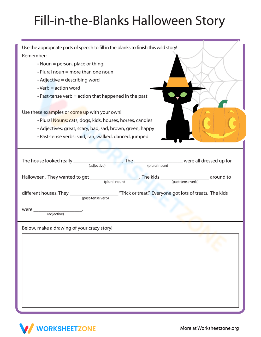 Complete The Halloween Story Worksheet