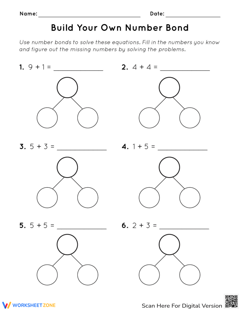 Build Your Own Number Bond Worksheet