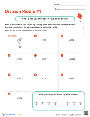 Solve Division Riddles Worksheets