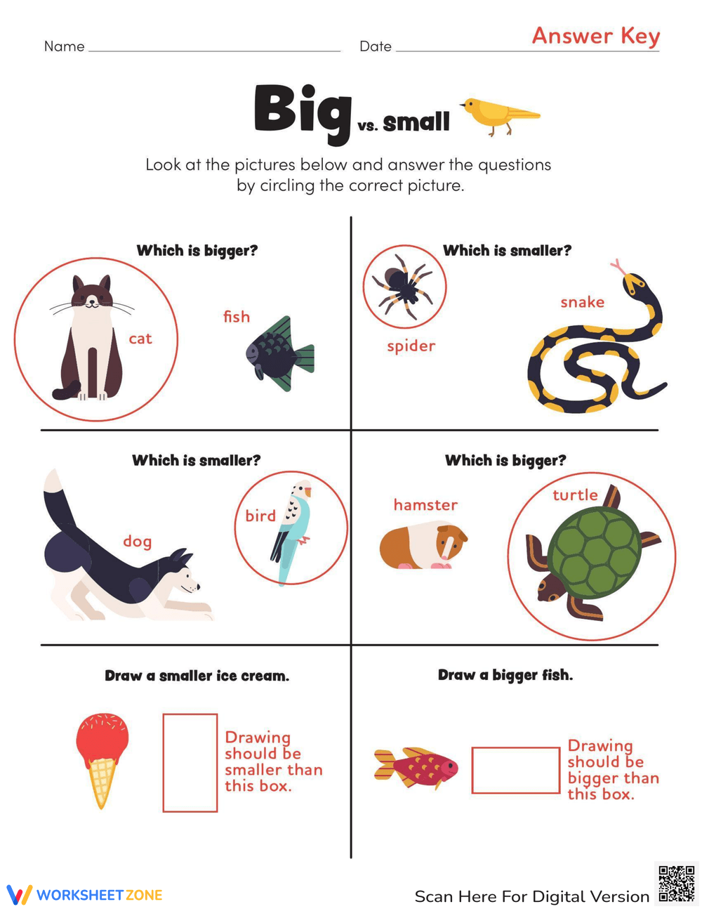 Big Vs. Small Worksheet