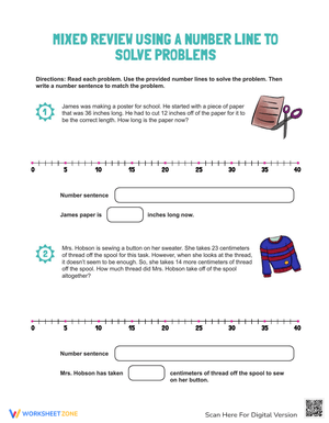 Mixed Review Multi-Step Problems Using A Number Line