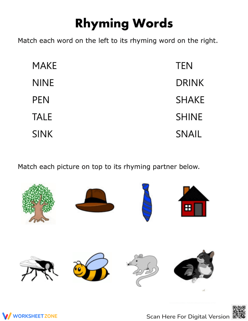 Rhyming Words For Kids Worksheet rhyming-words-for-kids-worksheet