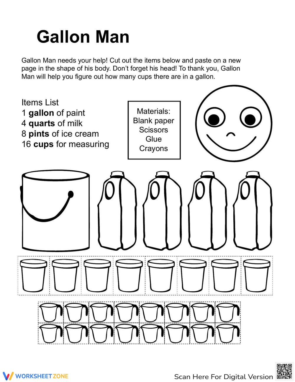 Gallon Man Printable Worksheet