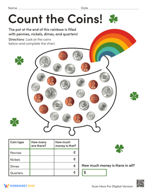 Coin Values Worksheets