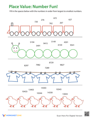 Learning Place Value Order Worksheets