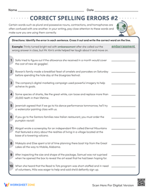 Correct Spelling Errors: Practice Worksheets