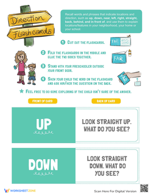 Direction Flashcards: Learning Spatial Skills Worksheets