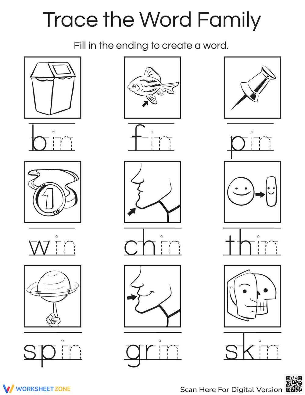 Trace The Word Family Worksheet