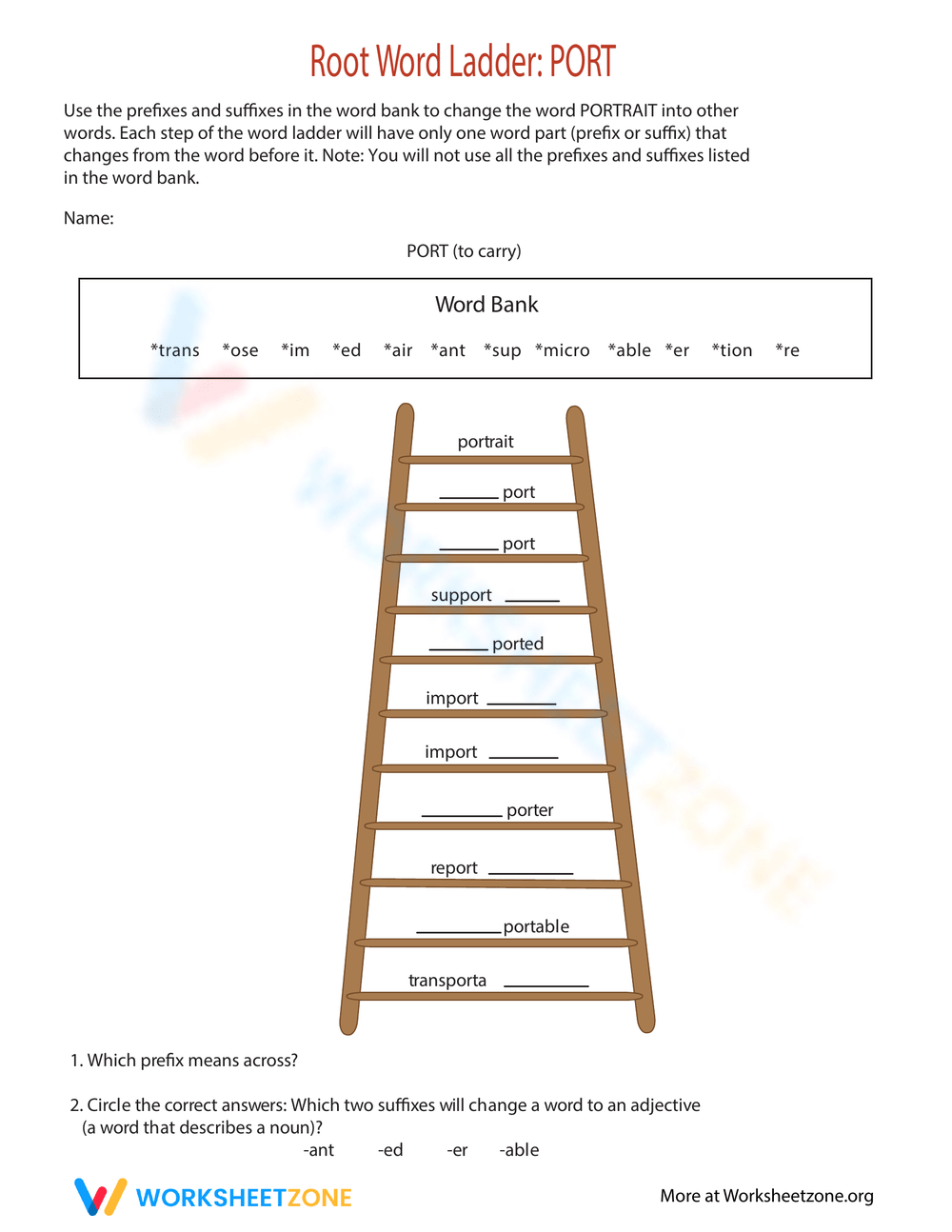 Root Word Ladder Port Worksheet root-word-ladder-port-worksheet