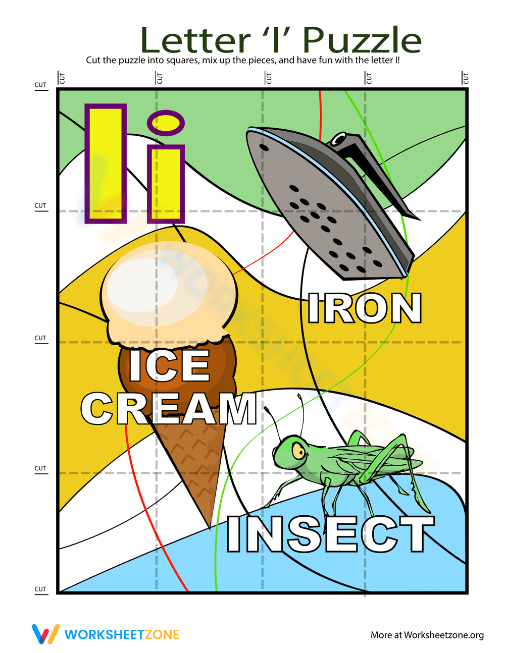Letter "I" Puzzle Worksheet