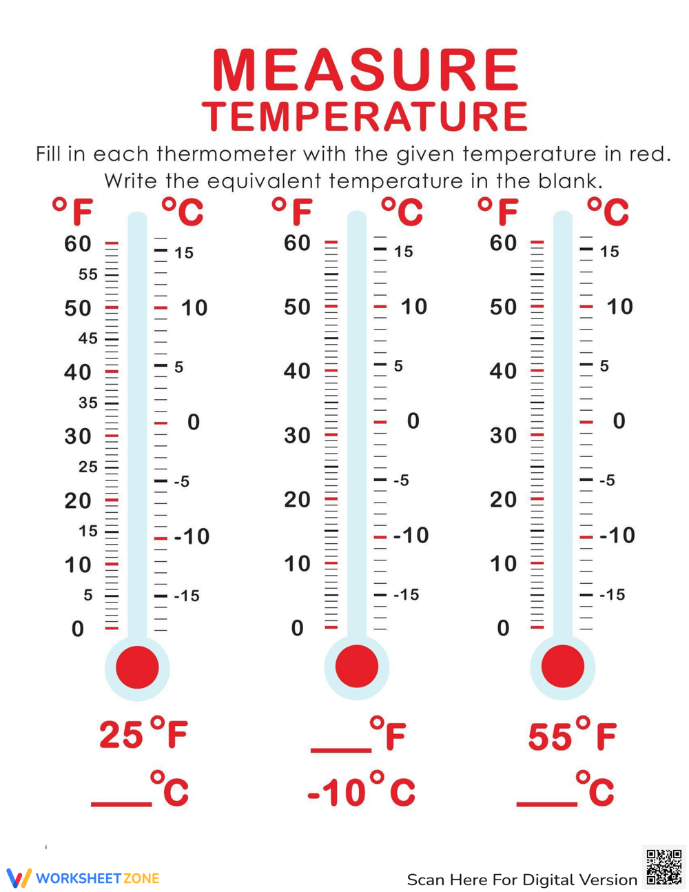 Measure Temperature: Fill the Thermometer